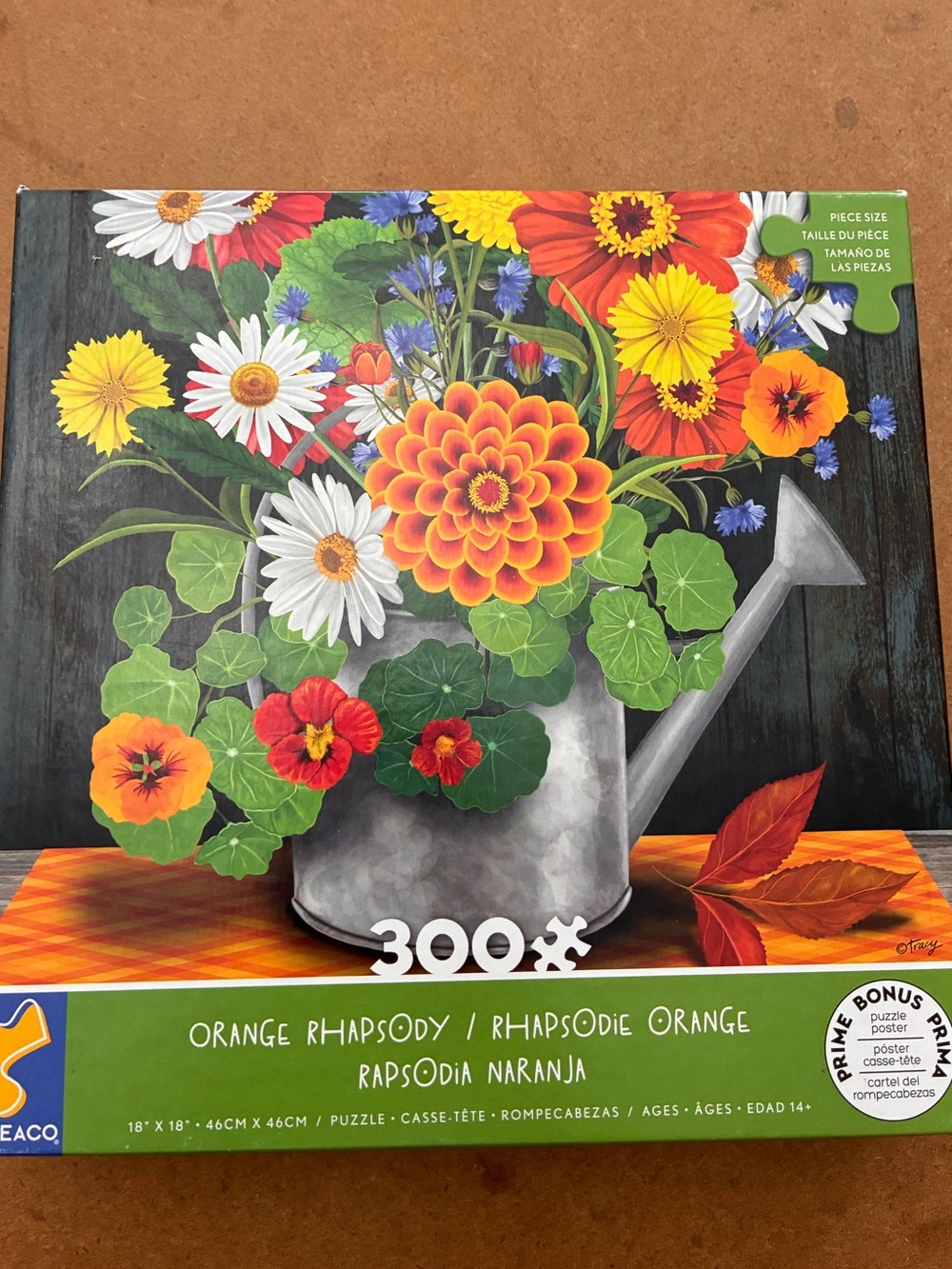 Orange Rhapsody 300-Piece Jigsaw Puzzle - Floral Watering Can